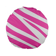 White Pink Stripes, Pattern Standard 15  Premium Round Cushions by kyorashop23