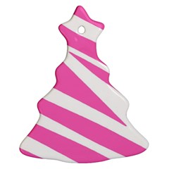 White Pink Stripes, Pattern Ornament (christmas Tree) 