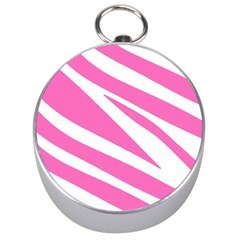 White Pink Stripes, Pattern Silver Compasses by kyorashop23