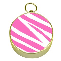 White Pink Stripes, Pattern Gold Compasses by kyorashop23