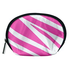 White Pink Stripes, Pattern Accessory Pouch (medium) by kyorashop23