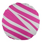 White Pink Stripes, Pattern Large 18  Premium Flano Round Cushions Front