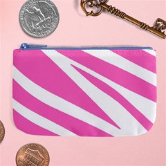 White Pink Stripes, Pattern Large Coin Purse by kyorashop23