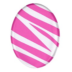 White Pink Stripes, Pattern Oval Glass Fridge Magnet (4 Pack) by kyorashop23