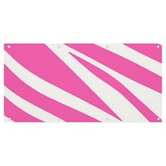 White Pink Stripes, Pattern Banner And Sign 8  X 4  by kyorashop23