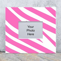 White Pink Stripes, Pattern White Wall Photo Frame 5  X 7  by kyorashop23