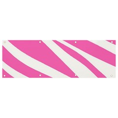 White Pink Stripes, Pattern Banner And Sign 9  X 3  by kyorashop23