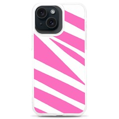 White Pink Stripes, Pattern Iphone 15 Plus Tpu Uv Print Case by kyorashop23