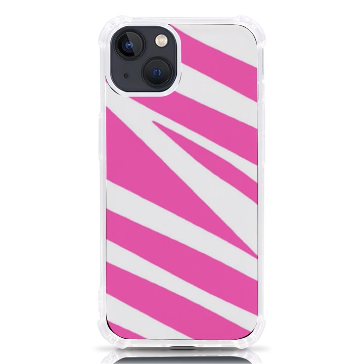 White Pink Stripes, Pattern iPhone 13 TPU UV Print Case