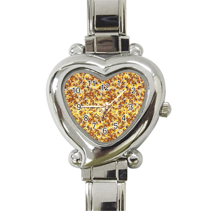 Whimsy Chickens Pattern (AI) Heart Italian Charm Watch