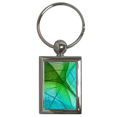 3d Leaves Texture Sheet Blue Green Key Chain (rectangle) by Cemarart