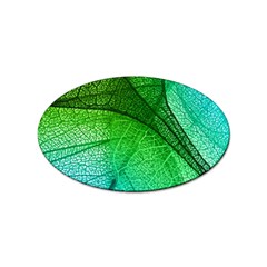 3d Leaves Texture Sheet Blue Green Sticker (oval)