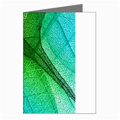 3d Leaves Texture Sheet Blue Green Greeting Cards (pkg Of 8)