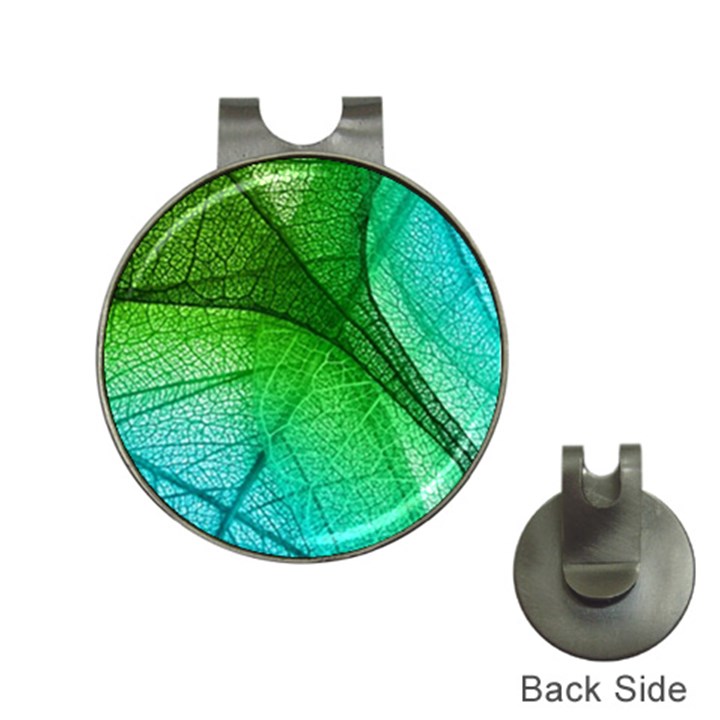 3d Leaves Texture Sheet Blue Green Hat Clips with Golf Markers