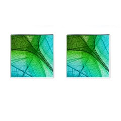 3d Leaves Texture Sheet Blue Green Cufflinks (square)