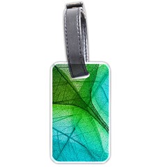 3d Leaves Texture Sheet Blue Green Luggage Tag (one Side)