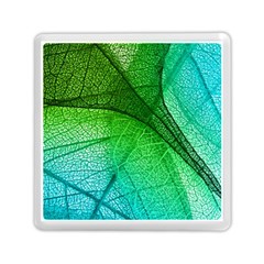 3d Leaves Texture Sheet Blue Green Memory Card Reader (square)