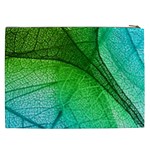 3d Leaves Texture Sheet Blue Green Cosmetic Bag (XXL) Back