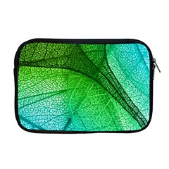 3d Leaves Texture Sheet Blue Green Apple Macbook Pro 17  Zipper Case by Cemarart