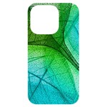 3d Leaves Texture Sheet Blue Green iPhone 14 Pro Black UV Print Case Front