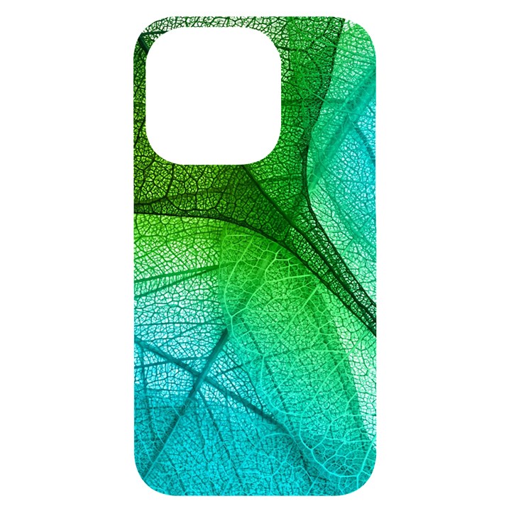 3d Leaves Texture Sheet Blue Green iPhone 14 Pro Black UV Print Case