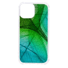 3d Leaves Texture Sheet Blue Green Iphone 13 Mini Tpu Uv Print Case by Cemarart