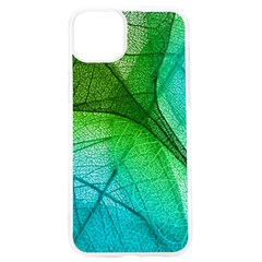 3d Leaves Texture Sheet Blue Green Iphone 15 Pro Tpu Uv Print Case