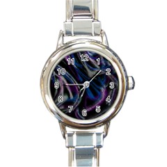 Multicolored Abstract Dynamic Shapes Print Round Italian Charm Watch by dflcprintsclothing