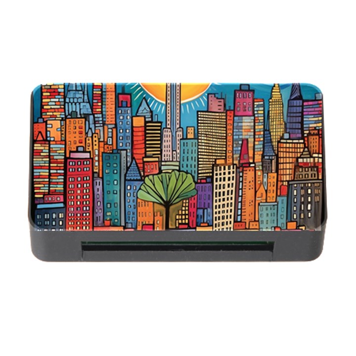 City New York Nyc Skyscraper Skyline Downtown Night Business Urban Travel Landmark Building Architec Memory Card Reader with CF