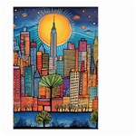 City New York Nyc Skyscraper Skyline Downtown Night Business Urban Travel Landmark Building Architec Small Garden Flag (Two Sides) Front