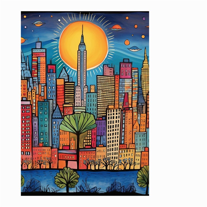 City New York Nyc Skyscraper Skyline Downtown Night Business Urban Travel Landmark Building Architec Small Garden Flag (Two Sides)