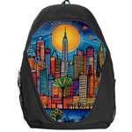 City New York Nyc Skyscraper Skyline Downtown Night Business Urban Travel Landmark Building Architec Backpack Bag Front