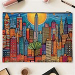 City New York Nyc Skyscraper Skyline Downtown Night Business Urban Travel Landmark Building Architec Cosmetic Bag (XXXL) Back