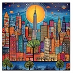 City New York Nyc Skyscraper Skyline Downtown Night Business Urban Travel Landmark Building Architec Square Satin Scarf (36  x 36 ) Front