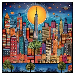 City New York Nyc Skyscraper Skyline Downtown Night Business Urban Travel Landmark Building Architec Lightweight Scarf  by Posterlux