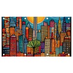 City New York Nyc Skyscraper Skyline Downtown Night Business Urban Travel Landmark Building Architec Banner and Sign 7  x 4  Front