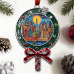 City New York Nyc Skyscraper Skyline Downtown Night Business Urban Travel Landmark Building Architec Metal X Mas Lollipop with Crystal Ornament Front