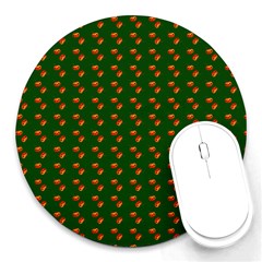 Kawaii Pumpkin Patt Green Round Mousepad