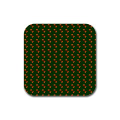 Kawaii Pumpkin Patt Green Rubber Square Coaster (4 Pack) by snowwhitegirl