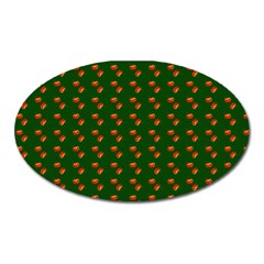 Kawaii Pumpkin Patt Green Oval Magnet by snowwhitegirl