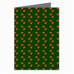 Kawaii Pumpkin Patt Green Greeting Cards (pkg Of 8)