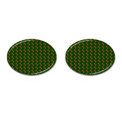 Kawaii Pumpkin Patt Green Cufflinks (oval) by snowwhitegirl