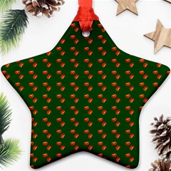 Kawaii Pumpkin Patt Green Star Ornament (two Sides)