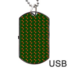 Kawaii Pumpkin Patt Green Dog Tag Usb Flash (one Side) by snowwhitegirl