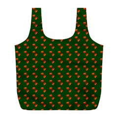 Kawaii Pumpkin Patt Green Full Print Recycle Bag (l) by snowwhitegirl