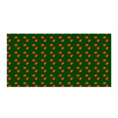 Kawaii Pumpkin Patt Green Satin Wrap 35  X 70  by snowwhitegirl