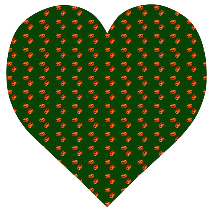 Kawaii Pumpkin Patt Green Wooden Puzzle Heart