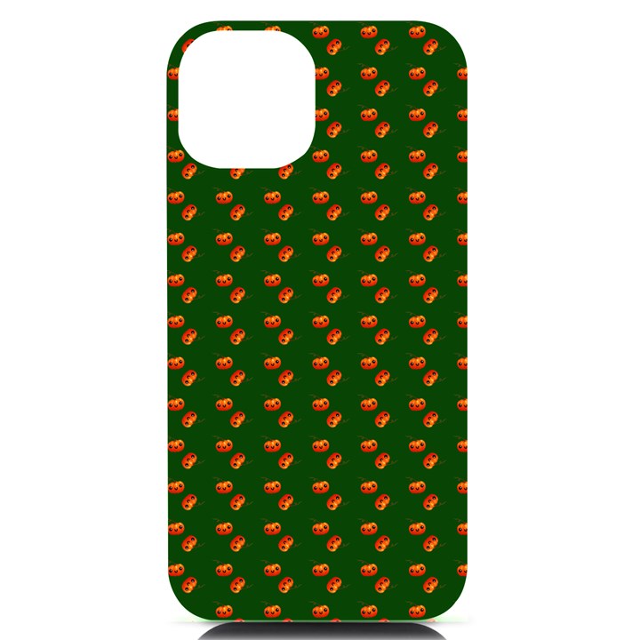 Kawaii Pumpkin Patt Green iPhone 14 Black UV Print Case