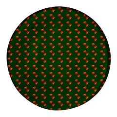 Kawaii Pumpkin Patt Green Round Glass Fridge Magnet (4 pack)