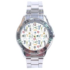 Pattern Seamless Texture Sewing Stainless Steel Analogue Watch by Salmanaz77